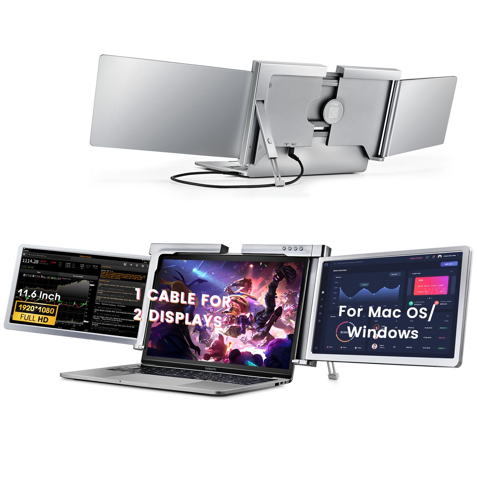 Farfi 11.6 Inch Portable Monitor for Laptop, HD IPS Panel